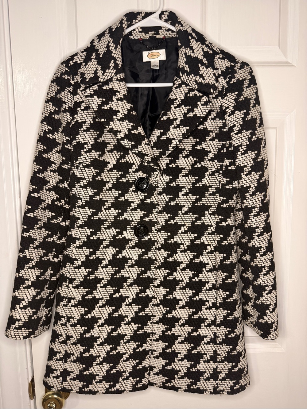 Talbots Black & White Houndstooth Coat - Women